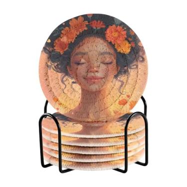 Imagem de Qilmy 6 peças de porta-copos para meninas bonitas ou porta-copos de bar para bebidas, porta-copos de fazenda ou porta-copos de mesa rústicos, porta-copos modernos de algodão para o Natal4