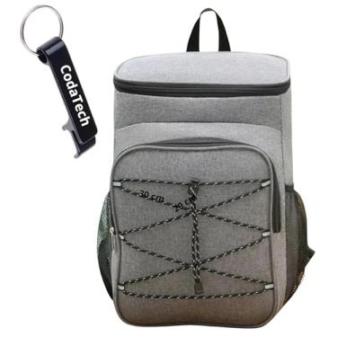 Imagem de Mochila Térmica Cooler GRANDE 25L: Cerveja GELADA por HORAS Refrigera por até 18H! Impermeável Ideal para Praia, Camping & Churrascos, com Chaveiro ABRIDOR DE GARRAFA (CINZA)