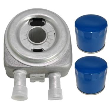 Imagem de Resfriador de óleo do motor com 2 filtros de óleo adequado para Hyundai Genesis Coupe Santa Fe Sonata Tucson, adequado para Kia Optima Sportage, substitui 26410-2G000 264102G000