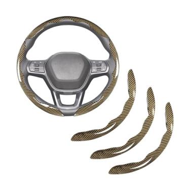 Imagem de Sandfren Capa de volante de carro, 3 peças, design de borboleta segmentada, protetor de volante de veículo de fibra de carbono, acessórios de proteção interior automotiva, ajuste universal (fibra de