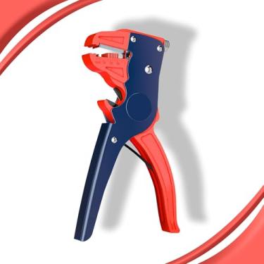 Imagem de Descascador e cortador de fios – Ferramenta profissional de descascador de fios automático de 17 cm e alicate autoajustável, decapador de cabos elétricos ajustável 2 em 1 vermelho
