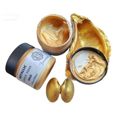 Imagem de Tinta acrílica dourada metálica, não tóxica, não desbota, 100 ml de tinta acrílica de folha de ouro para arte, pintura, artesanato, materiais de artesanato em tecido de argila de madeira de lona (ouro