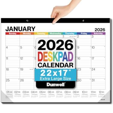 Imagem de Dunwell Calendário de mesa 2026, 56 x 43 cm, grande mata-borrões ou calendário de parede pendurado, design colorido, janeiro a dezembro de 2026, blocos diários forrados, fácil de ler