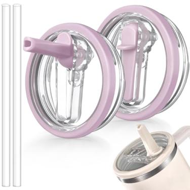 Imagem de ANTAND Tampa flip de canudo à prova de vazamento de 1,134 g para Stanley H2.0 Quencher Protour Tumbler, pacote com 2 tampas à prova de derramamento tampa de canudo de substituição para acessórios