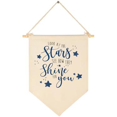 Imagem de Quarto de bebê acima do berço, sala de leitura, sala de jogos, decoração de porta de quarto, bebê, chuveiro, presente de aniversário de Natal para meninos e meninas - lona pendurada bandeira bandeira