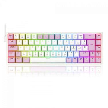 Imagem de Teclado Mecânico Gamer Redragon Castor, RGB, Switch Blue, ABNT2, White/Pink - Branco - Unissex - Ú-Unissex