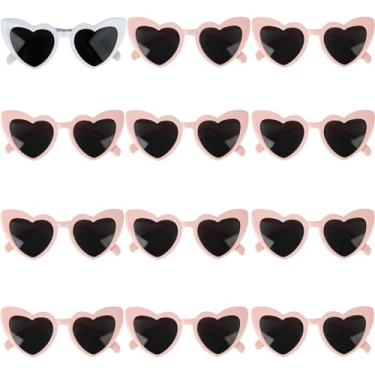 Imagem de Clcnsusilk 8 pares de óculos de sol em forma de coração para festa de despedida de solteira, presentes de dama de honra para mulheres, Branco e rosa, Adult