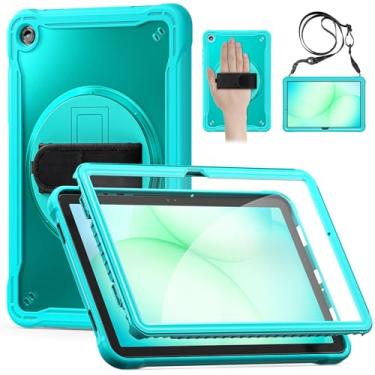 Imagem de Newhalper Capa de tablet para Samsung Galaxy Tab A11+/A11 Plus 27.9 cm 2025, capa resistente à prova de choque com protetor de tela, alça de mão giratória de 360 graus e suporte, alça de ombro, azul