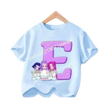 Imagem de Camiseta Infantil Azul Com Gola Redonda Manga Curta KPop Demon Hunters