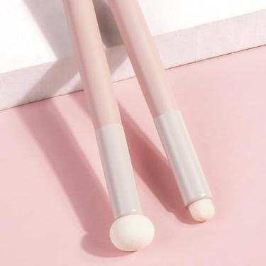 Imagem de Pincel de corretivo e lábios de dupla finalidade, cerdas afuniladas de precisão – Sintético macio para cor lisa dos lábios e ocultação de manchas (rosa claro)