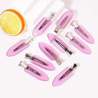 Imagem de Conjunto de 10 peças de presilhas de cabelo transparentes para meninas, presilhas de cabelo transparentes para maquiagem Wahsing para o rosto (roxo)