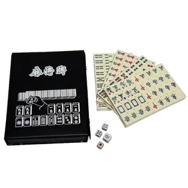 Imagem de IWUTEFET Mini Chinese Mahjong Board Game Set with 144 Tiles Black Carrying Case,Dominos Family Tabletop Game for Adults, Family Gatherings, Camping, Beach & Halloween Christmas Parties