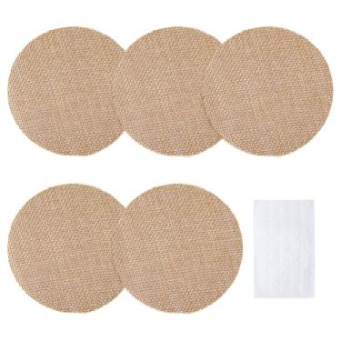 Imagem de PH PandaHall 5 peças de lençóis de sombreamento de linho, cobertura de lâmpada redonda plana de 8,5 cm, difusor de luz com 50 adesivos para sala de estar, quarto, sala de jogos, estúdio, escritório