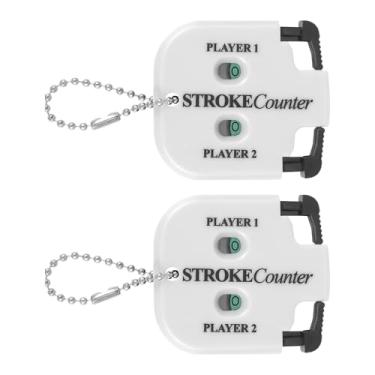 Imagem de 2 Peças Contadores Tacadas Golfe, Mini Contador Pontuação Portátil com Design Quadrado Contador Tacadas para 2 Jogadores para Competições e Jogos de Treino de Golfe (Branco)