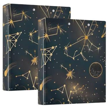 Imagem de Fichário Gold Constellation D-Ring, fichário resistente de 3,8 cm, papel tamanho A4, ótimo fichário de receitas para família, pacote com 2