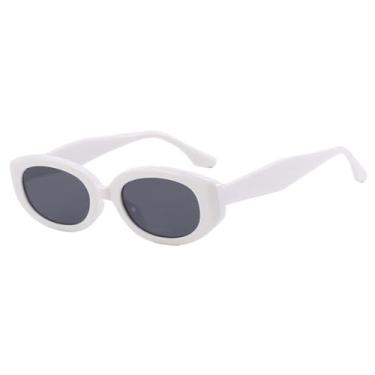 Imagem de Óculos de Sol Femininos Jelly Color Cat Eye Oval com Proteção UV400 para Esportes ao Ar Livre, Corrida e Ciclismo, Branco e Cinza