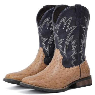 Imagem de IUV Botas de caubói masculinas Western Ostrich Larga Durável Moderna Bordada Antiderrapante Botas de Cores Sortidas, Preto, amarelo, 41