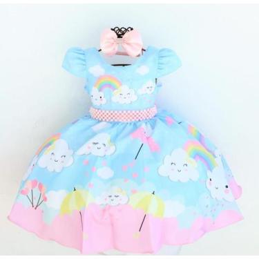 Imagem de Vestido Infantil Chuva De Bençao Amor Luxo E Tiara - Pingo de Gente Ba