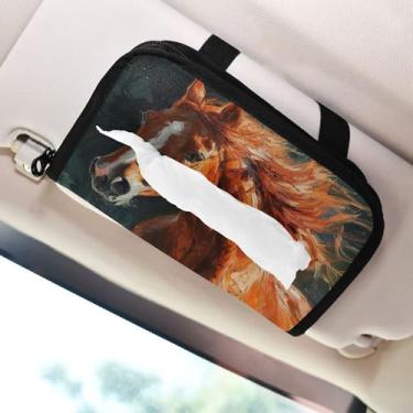 Imagem de SEHANY Suporte de lenços de carro Majestic Horse, caixa de lenços para carro, viseira solar, porta-guardanapos retangular, dispensador de máscara de carro, caixa de lenços de papel para automóveis