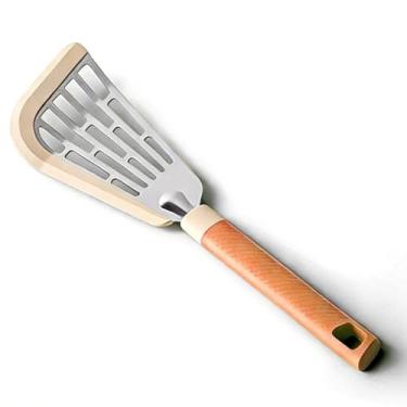 Imagem de Aeelue Espátula de borboleta feita de silicone e aço inoxidável com borda curva flexível espátula ranhurada para panelas antiaderentes, ovo, bife, panqueca, flipper laranja