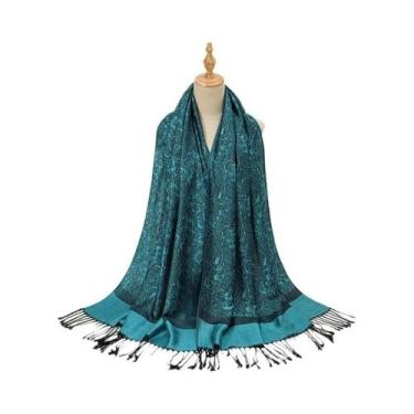 Imagem de Lenço Hijab Retro De Tamanho Grande Para Mulheres Com Estampa Paisley 
