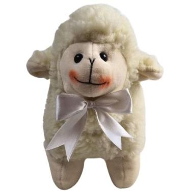 Imagem de Ovelha Redonda Laço Branco Pelúcia Fofinha Decoração Nicho Pelúcia Men