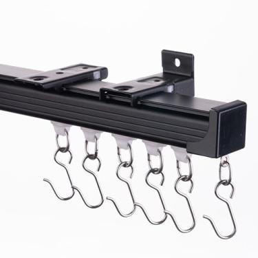 Imagem de INNOVIO Trilho de cortina de teto, 0,9 m a 1,8 m suporte de trilho de cortina ajustável para teto/parede, varões de alumínio resistente com ganchos de rolo - sistema de trilho de cortina para ilhós