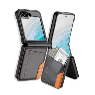 Imagem de Asuwish Capa de celular para Samsung Galaxy Z Flip 5 5G 2023 capa carteira com suporte para cartão de crédito com suporte de bloqueio RFID Slim Rugged Mobile Cell Accessories ZFlip5 Z5 G Flip5 ZFlip