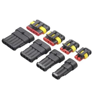 Imagem de HSPTR 1/2/3/4/5/6 vias PBT material retardador de chamas vedação AMP impermeável plugue conector de fio elétrico para carro conector impermeável (fio branco de 5 furos)