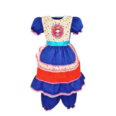 Imagem de Vestido Infantil Festa Junina Azul Royal Boneca Com Shorts - JL Kids, 