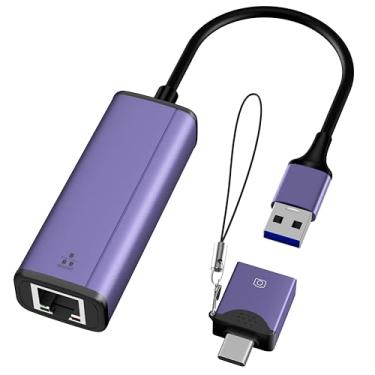 Imagem de Adaptador USB C a Ethernet, Adaptador de Red LAN USB 3.0 a Gigabit Ethernet, Adaptador USB a Ethernet para Computadora Portátil, Compatible con Macbook pro/iPad Air Pro/XPS