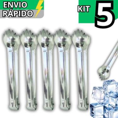Imagem de Kit 5 Pegador de Gelo em Inox 18,5Cm Alta Qualidade Para Drinks Barman