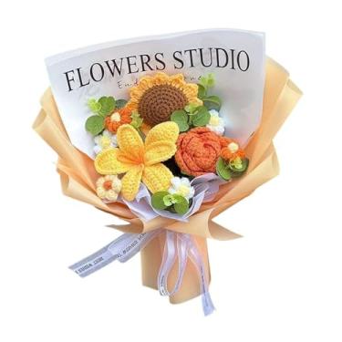 Imagem de Esquirla Buquê de flores de crochê para decoração de casa, presente de Dia dos Namorados, bênção eterna para aniversário, Natal, formatura e festas, Laranja