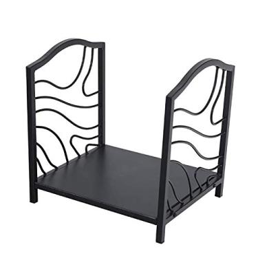 Imagem de CGKs6anmU Suporte moderno simples de metal para lenha de 39,9 cm de altura, suporte de armazenamento de madeira de ferro forjado resistente empilhável para lareira para uso interno e externo, preto