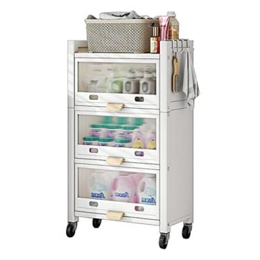 Imagem de Carrinho de rodinhas utilitário de 4 níveis, carrinho organizador de armazenamento móvel, para banheiro, lavanderia, cozinha, escritório, lugar estreito, organizador de cozinha (cor: B, tamanho: 70