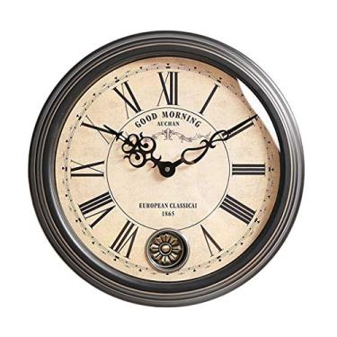Imagem de AkosOL Relógio de parede grande 45,7 cm, silencioso, vintage, números romanos, relógios de parede para sala de estar, cozinha, quarto, escritório em casa