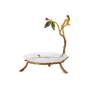 Imagem de 5sssallefaa Tigela de frutas criativa, placa de frutas secas de liga de vidro de luxo leve, mesa de café, lanches e doces, suporte de bandeja de armazenamento de nozes para decoração de sala de estar