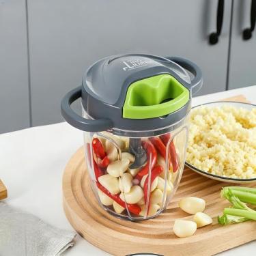 Imagem de Cortador manual de legumes, cortador manual de legumes, cortador de alho e cebola para vegetais, gengibre, frutas, nozes, ervas, etc., 1000 ml, azul