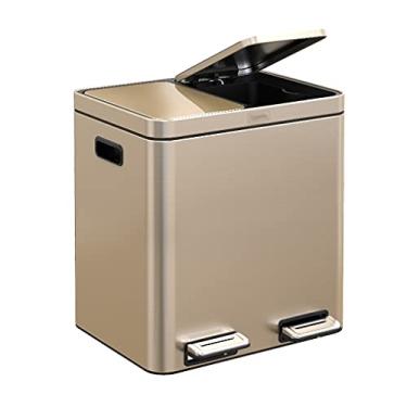 Imagem de pcagfaajmh Lixeira retangular com compartimento duplo, lixeira com tampa para quarto, cozinha, artesanato, escritório,