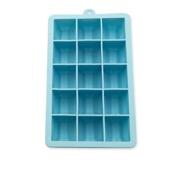 Imagem de Forma de Gelo de Silicone Retangular, 15 Cubos de 30ml, Azul e Vermelho, Antiaderente, Livre de BPA, 13x19x4cm