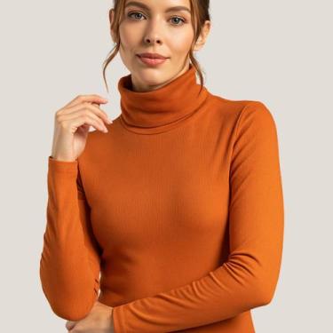 Imagem de Blusa Feminina Gola Alta em Canelado- Cativa, P, Laranja