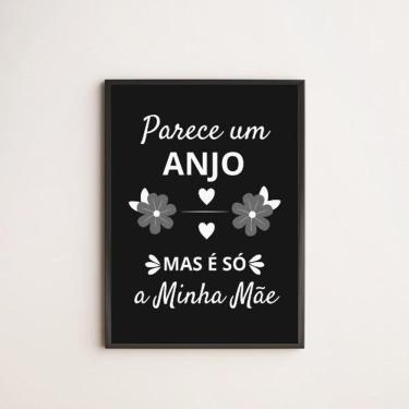 Imagem de Quadro Decorativo Mãe Anjo 45X34Cm Com Vidro Moldura Preta