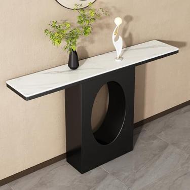 Imagem de Mesa de destaque contemporânea, mesa de console moderna, mesa de sofá, mesa de corredor, com prateleiras de armazenamento, mesa de hall de entrada, para sala de estar, corredor, escritório (preto B