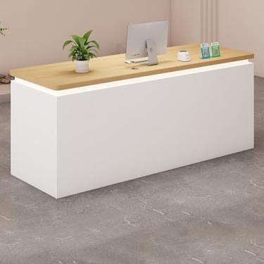 Imagem de Mesa de recepção, balcão de check-out, balcão de recepção, balcão de varejo, mesa de recepção com balcão, recepção pequena, balcão de loja, mesa de recepção em pé, mesa de recepção