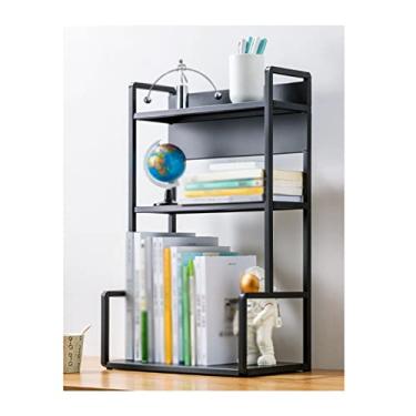 Imagem de Estante de mesa, estante de metal, estante, prateleira, organizador de livros, prateleiras para organizador de materiais de escritório, decoração de casa, 3 camadas, preto, moderno (C30 x D22 x A61 cm