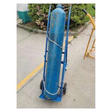 Imagem de Carrinho de tanque de oxigênio resistente com rodas duráveis, rack de cilindro de aço portátil e prateleira organizadora para hospitais, laboratórios, fábricas, escolas - azul