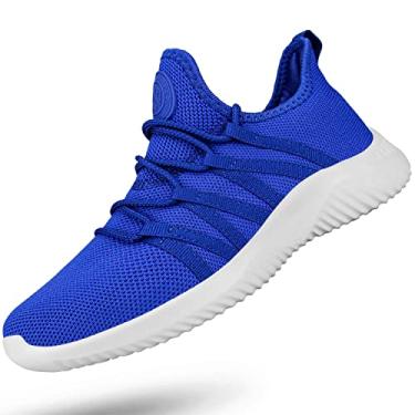 Imagem de Feethit Tênis de corrida feminino, sem cadarço, antiderrapante, respirável, para treino, leve, Azul royal, 38