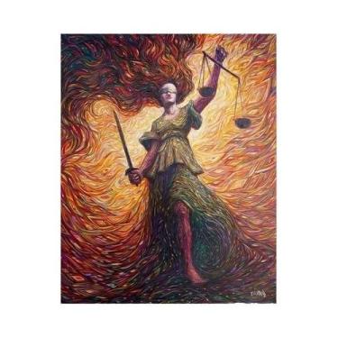 Imagem de Arte Em Tela Vintage Abstrata Da Deusa Da Justiça, Decoração Moderna P