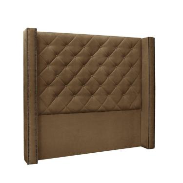 Imagem de Cabeceira Cama Box Casal 140cm e Recamier Vicenza Suede S04 Cor Caramelo