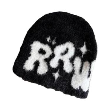 Imagem de Gorro Unissex Y2K De Pelúcia Macia Quente De Tricô Estilo Hip Hop Para